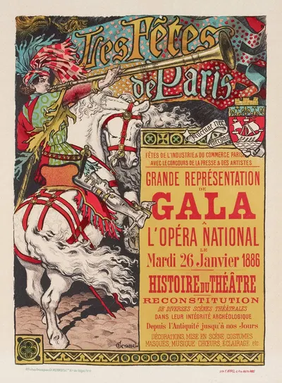 Les Fêtes de Paris Grande Représentation de Gala à l'Opéra National le Mardi 26 Janvier 1886 by Eugène Grasset — digital…