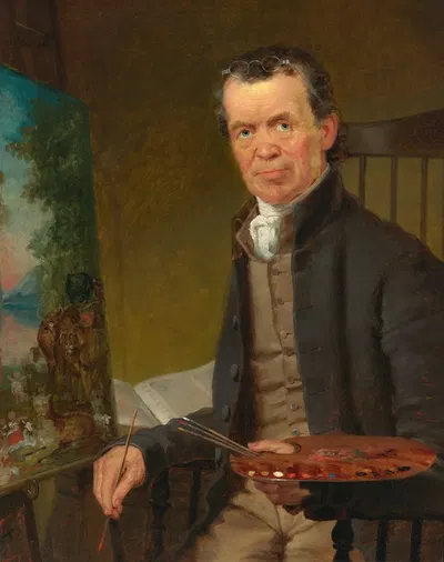Edward Hicks Painting the Peaceable Kingdom by Thomas Hicks, 1839 — digital art print download