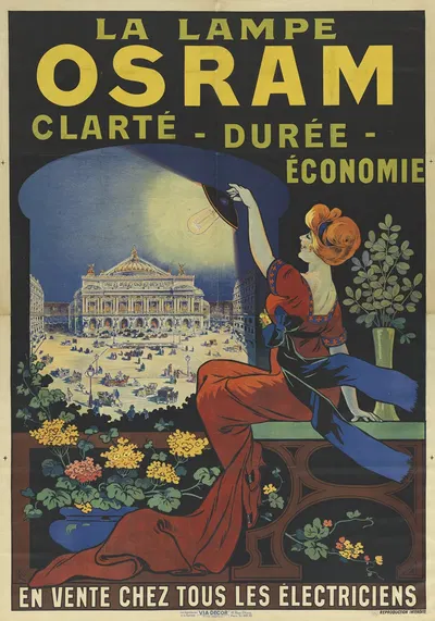 La Lampe Osram. Clarté-Durée-Economie. En vente chez tous les électriciens by Эжен Оже, 1912 — digital art print download
