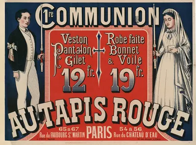 1ère communion. Au Tapis rouge, 65 & 67 rue du Faubourg St Martin by Eugène Pichot, 1875 — digital art print download