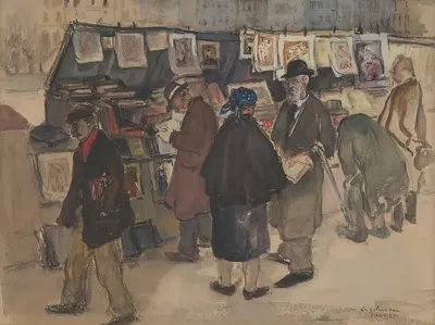 Парижские букинисты by Андрус Йохани, 1937 — digital art print download