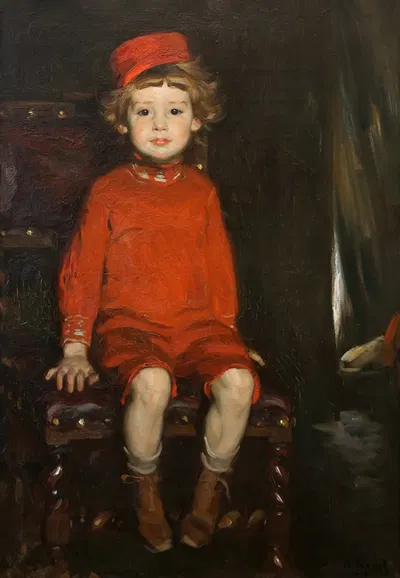 Bambino in rosso by Arthur Kampf, 1907 — digital art print download