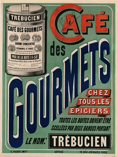 Trébucien café des gourmets, chez tous les épiciers by Eugène Pichot, 1886 — digital art print download