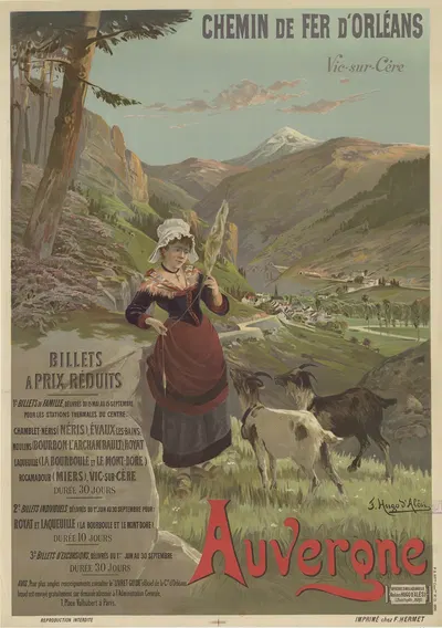 Chemins de Fer d'Orléans. Vic-sur-Cère. Auvergne. Billets à prix réduits by Фредерик Уго д’Алези, 1896-1897 — digital art…