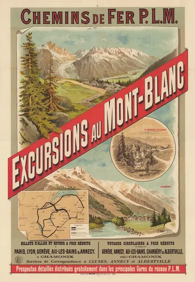 Chemins de fer P.L.M. Excursions au Mont-Blanc by Фредерик Уго д’Алези, 1889 — digital art print download