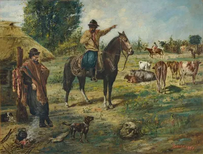 Foreman and rebellious peasant by Martín Boneo, 1901 — digital art print download