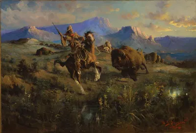 Охота на бизонов by Эдгар Самуэль Паксон, 1905 — digital art print download