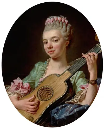 Молодая женщина с гитарой by Жан Бернар Ресто, 1768 — digital art print download