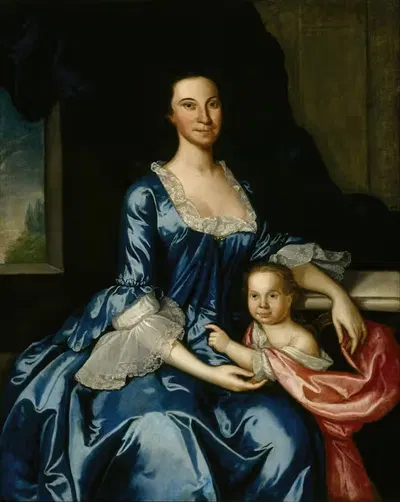 Портрет миссис Мэтью Тилгман (Анна Ллойд, 1724–1794) и её дочери Анны Марии (1755–1843) by Джон Хесслиус, 1755–1843 —…