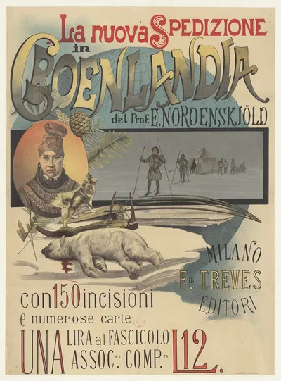 La nuova spedizione in Groenlandla del prof. Nordenskjold by Fratelli Treves, 1909 — digital art print download