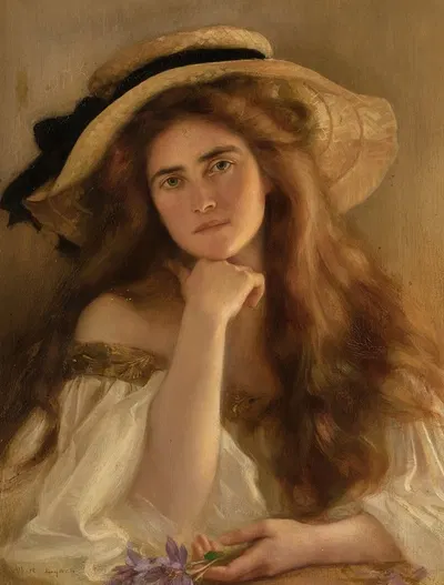 Молодая женщина в большом шляпе by Альберт Линч — digital art print download
