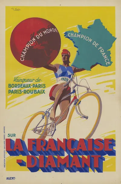 Vainqueur de; Bordeaux-Paris, Paris-Roubaix sur La Française-Diamant, 1929 by Georges Favre — digital art print download