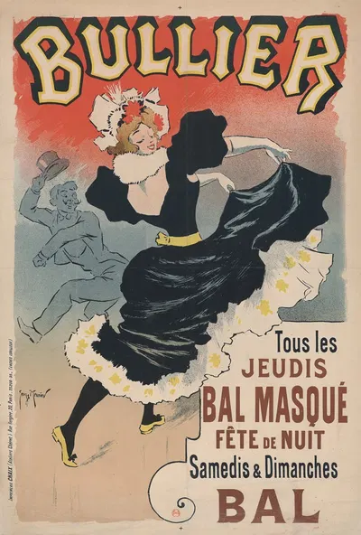 Bullier. Tous les jeudis Bal masqué, fête de nuit. Samedis et dimanches Bal by Жорж Мёнье, 1896 — digital art print download
