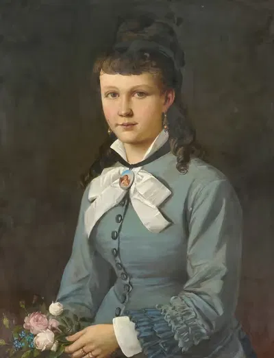 Дочь художника в сером платье by Доминик Вебер, 1860 — digital art print download