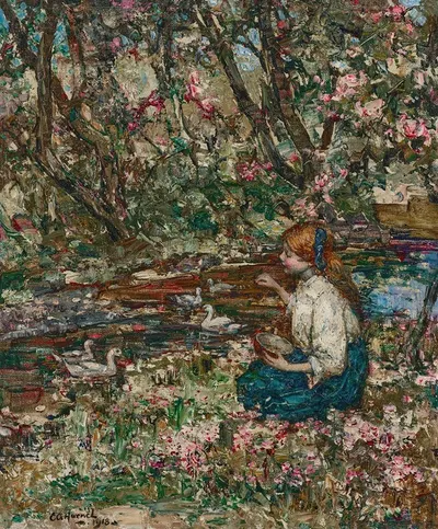 Кормление уток by Эдвард Аткинсон Хорнел, 1918 — digital art print download