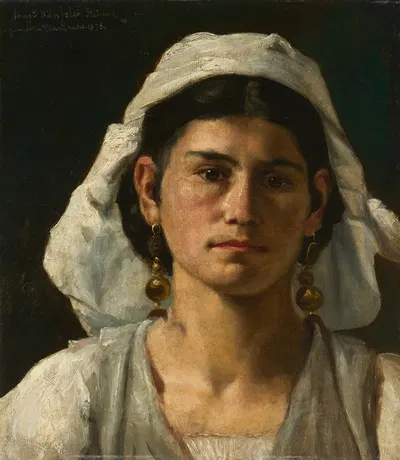 Portrait of an Italian Woman by Ernst Hänßler, 1878 — digital art print download