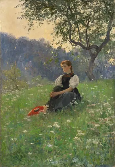 Женщина из Гутаха на лугу by Франц Ксавер Грэссель, 1900 — digital art print download