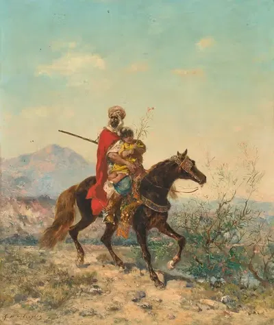 Арабский кавалер с ребёнком by Жорж Вашингтон — digital art print download