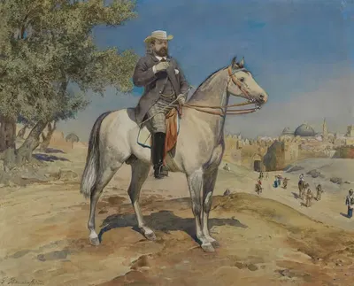 A horseman by a Jerusalem Gate by Gustav Bauernfeind — digital art print download