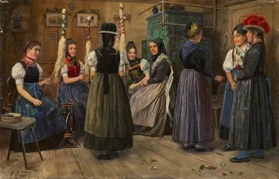 Прядильная комната в Черном лесу by Генрих Хоффман — digital art print download