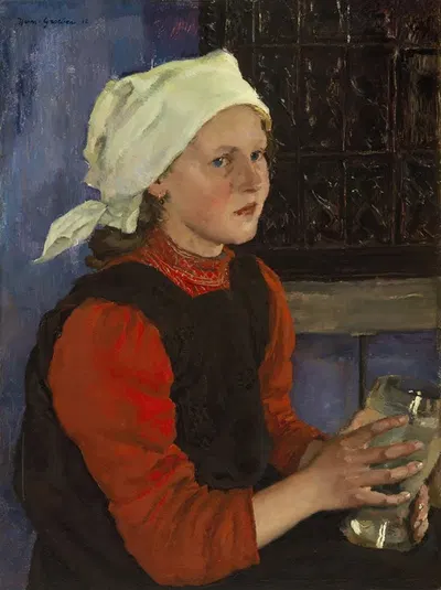 Баварская крестьянская девушка by Германн Гробер, 1912 — digital art print download
