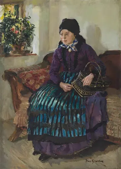 Молодая крестьянка у окна by Германн Гробер, 1915 — digital art print download