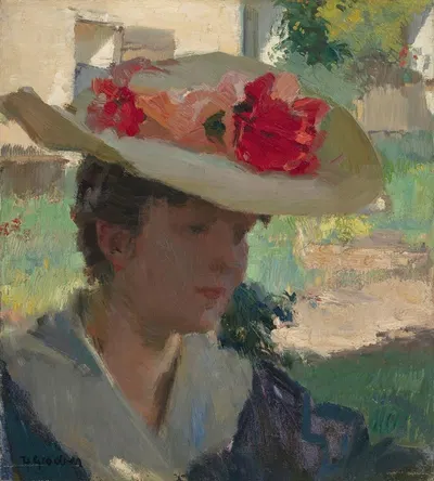 Моя жена в соломенной шляпе в Титтмондинге by Германн Гробер, 1905 — digital art print download