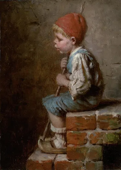 Сидящий мальчик, свистящий by Германн фон Каульбах — digital art print download