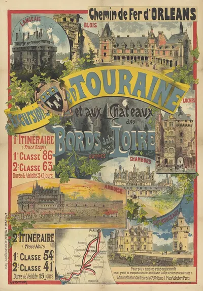Chemin de Fer d'Orléans. Excursions en Touraine et aux Châteaux des bords de la Loire by Гюстав Фрепон, 1892 — digital art…