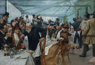 Обед скандинавских художников в кафе Ледойен, Париж; День лакировки 1886 by Хьюго Биргер, 1886 — digital art print download