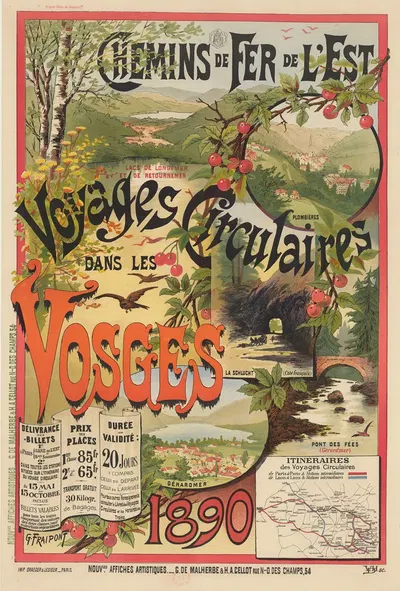 Chemins de Fer de l'Est. Voyages circulaires dans les Vosges, 1890 by Гюстав Фрепон, 1890 — digital art print download