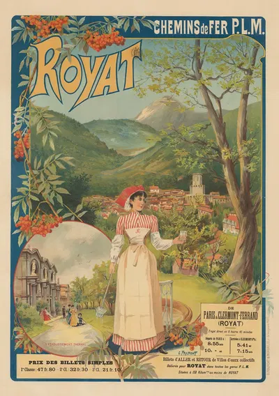 Chemins de Fer P.L.M. Royat, de Paris à Clermont-Ferrand by Гюстав Фрепон, 1890 — digital art print download