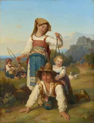 Дети играют by Иоганн Баптист Кирнер, 1838 — digital art print download