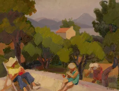 Scène familiale à Saint-Tropez by Jules Émile Zingg — digital art print download