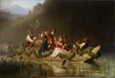 Hochzeitszug auf einem bayerischen Gebirgssee by Julius Köckert, 1867 — digital art print download