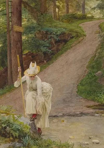 Chemin de la cascade by Louis Emile Adan — digital art print download