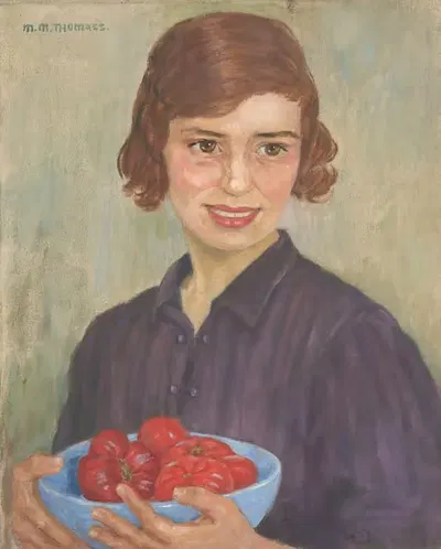Girl with Tomato Bowl by Maria Marga Thomass — digital art print download