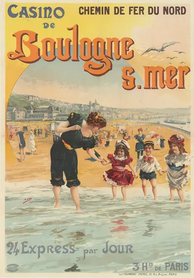 Chemin de Fer du Nord. Casino de Boulogne sur mer. 24 express par jour. 3hres de Paris by Анри Буланже Грей, 1900 — digital…