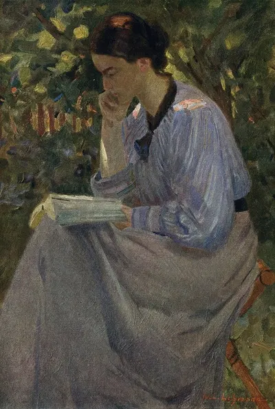 Читающая женщина (Дахау) by Вильгельм Людвиг Леманн, 1906 — digital art print download