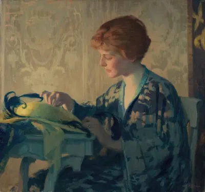 Голубое перо by Уильям Джон Эдмондсон, 1917 — digital art print download