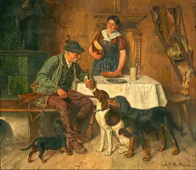 Охотник, отдыхающий, радостный привет by Адольф Эберле — digital art print download