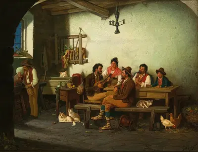 A Party in a Roman Tavern by Alexander Rizzoni — digital art print download