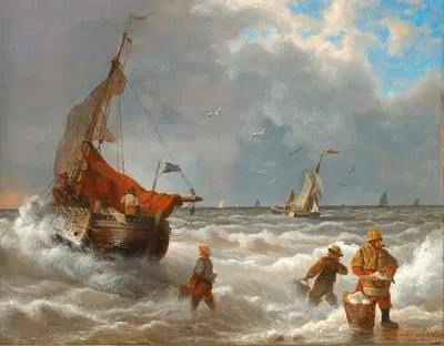 Fishermen on the Shore by Andreas Achenbach, 1903 — digital art print download