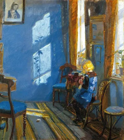 Солнечный свет в синей комнате by Анна Анкер, 1891 — digital art print download