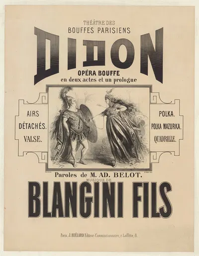 Théâtre des Bouffes-Parisiens. Didon. Opéra-bouffe en deux actes et un prologue by Henri-Alfred Darjou, 1866 — digital art…