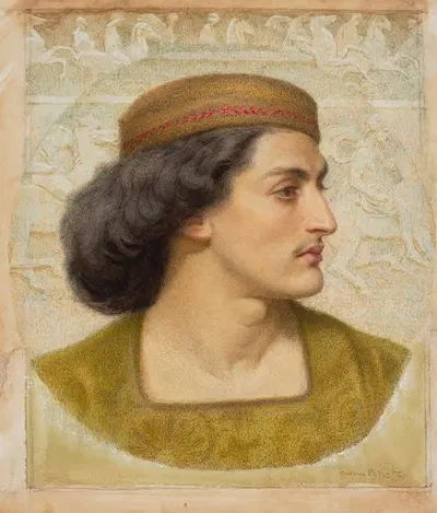 Profile portrait of a young man by Constance Phillott, 1872 — digital art print download