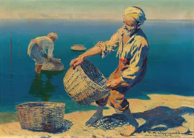 Рыбаки с корзинами на Босфоре by Феликс Выгживалски — digital art print download