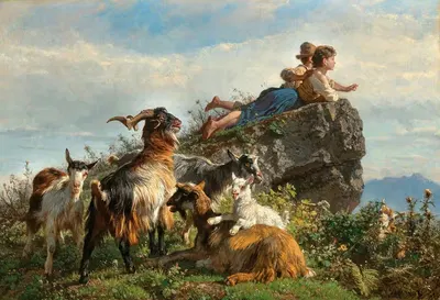 Маленькие козопасы by Филиппо Палицци, 1871 — digital art print download
