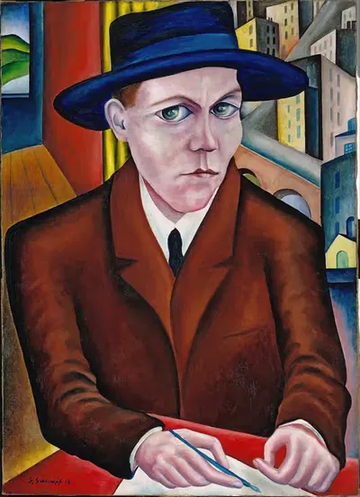 Portrait of Oskar Maria Graf by Georg Schrimpf, 1918 — digital art print download