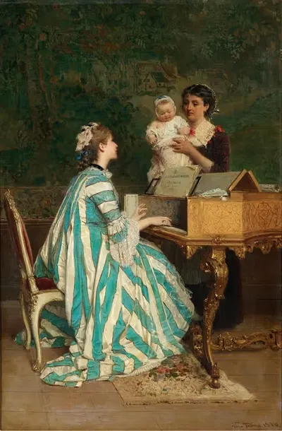 Молодая мать, играющая на хапсикорде by Джероламо Индуньо, 1876 — digital art print download